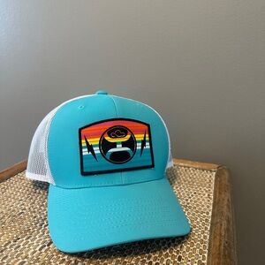 Teal and White Trucker Hat with Patch